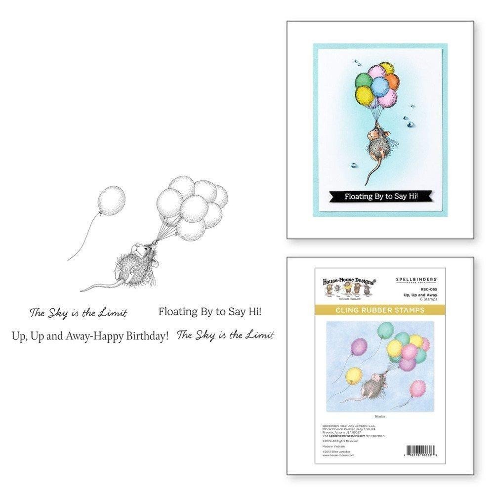 Spellbinders House-Mouse Designs Up Up and Away Cling Rubber Stamps RSC-055 NEW